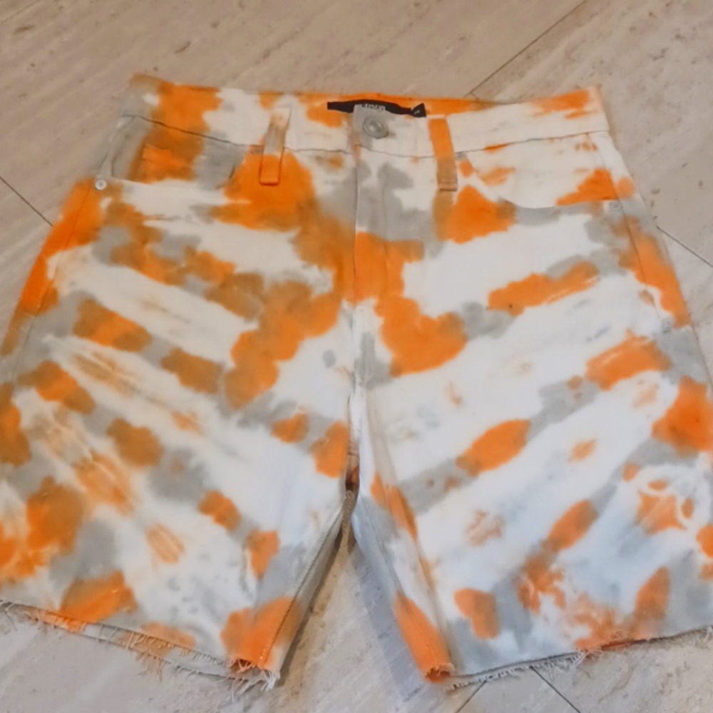 Hudson Los Angeles Tie Dye Cut Off Jean Shorts